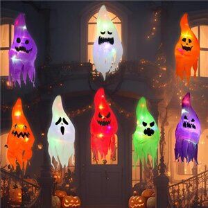 Halloween Hanging Ghost Light, Halloween Decorations Outdoor Ghost, Cute Ghost